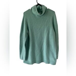 J Jill Seafoam Nubby Textured Cotton‎ Wool Blend Sweater Mock Neck Tunic size l